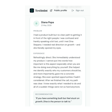 Client testimonial screenshot 1